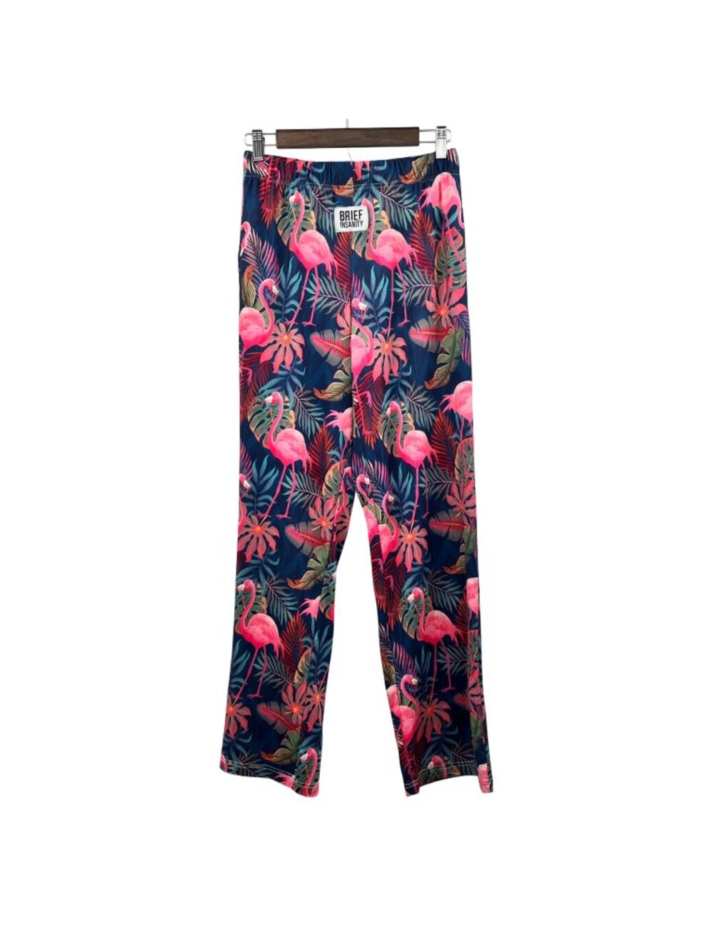 Brief Insanity Womens Flamingo Print Drawstring Pants Straight Leg M Pockets